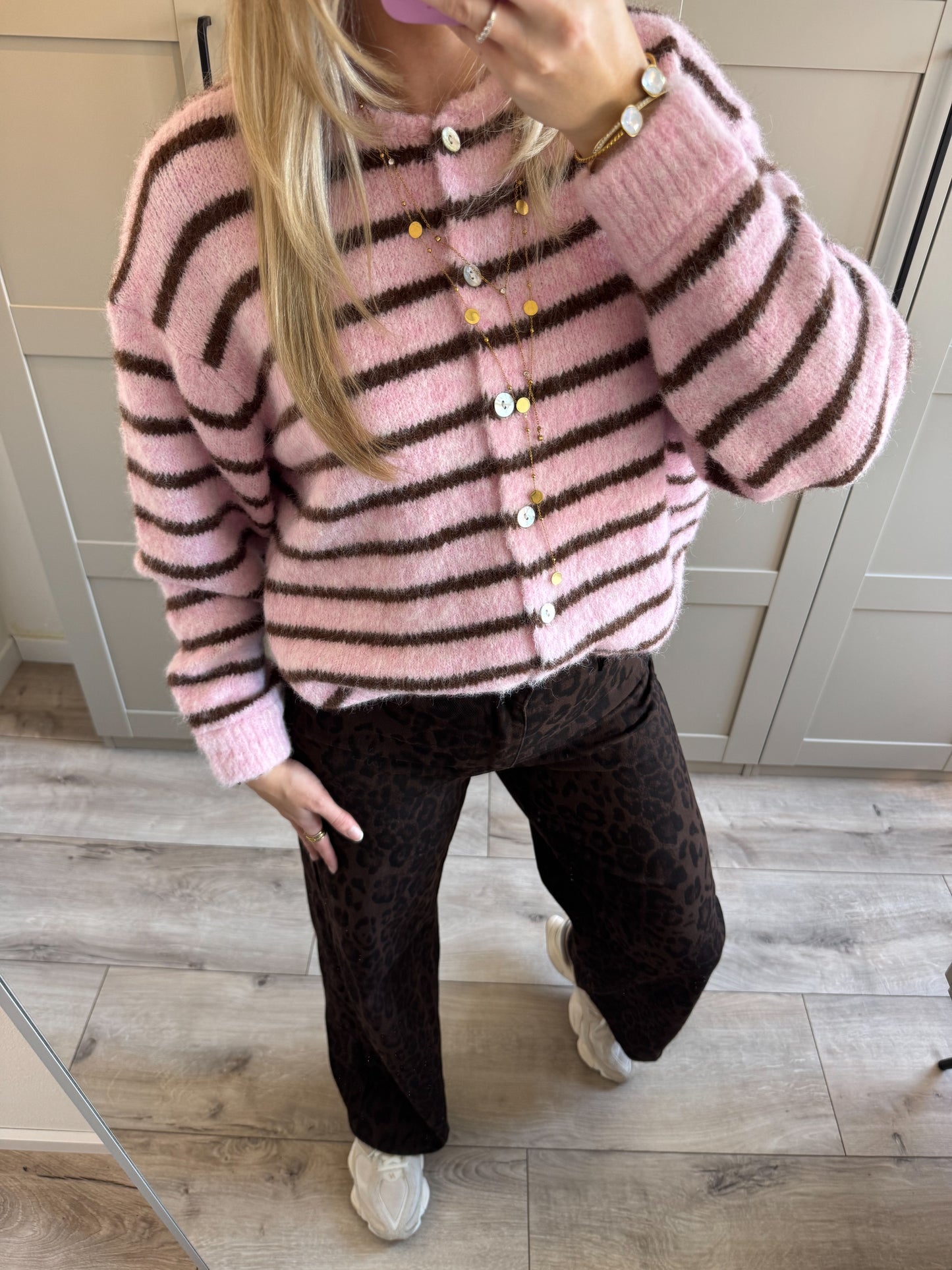 Vest | Noa | Roze bruin streep
