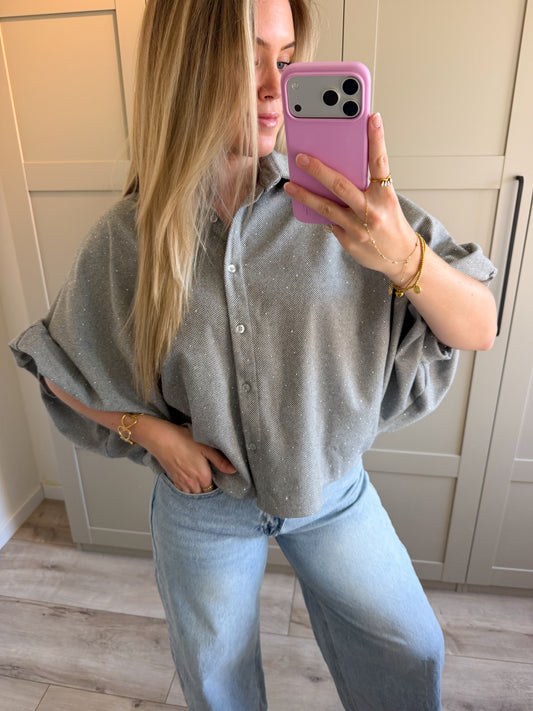 Blouse | Naomi | Grijs glitter