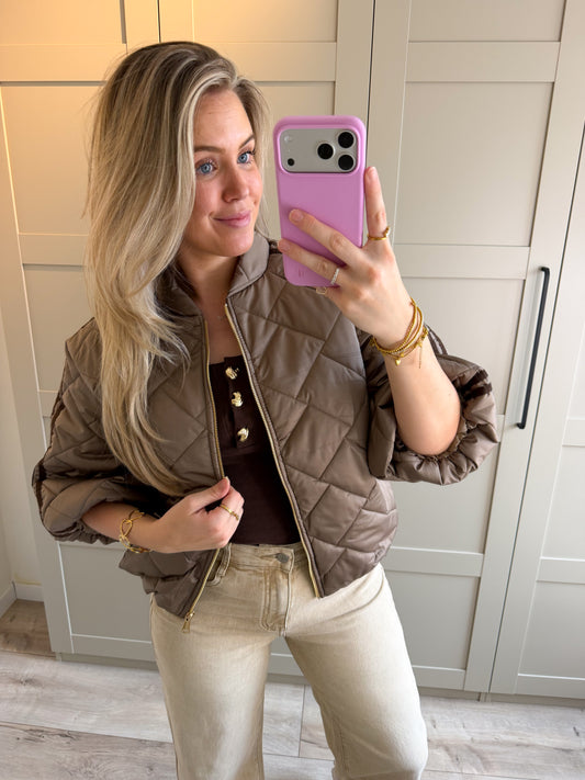 Jacket | Noé | Taupe bruin streep