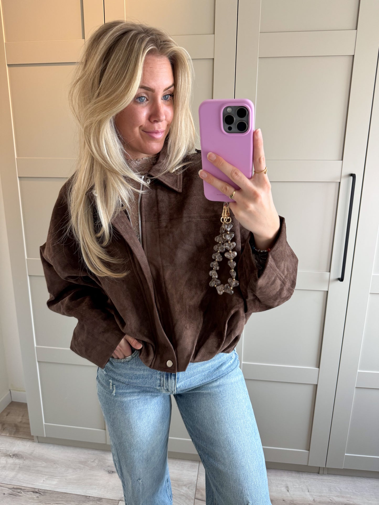 Suede oversized jacket | Nikky | Bruin