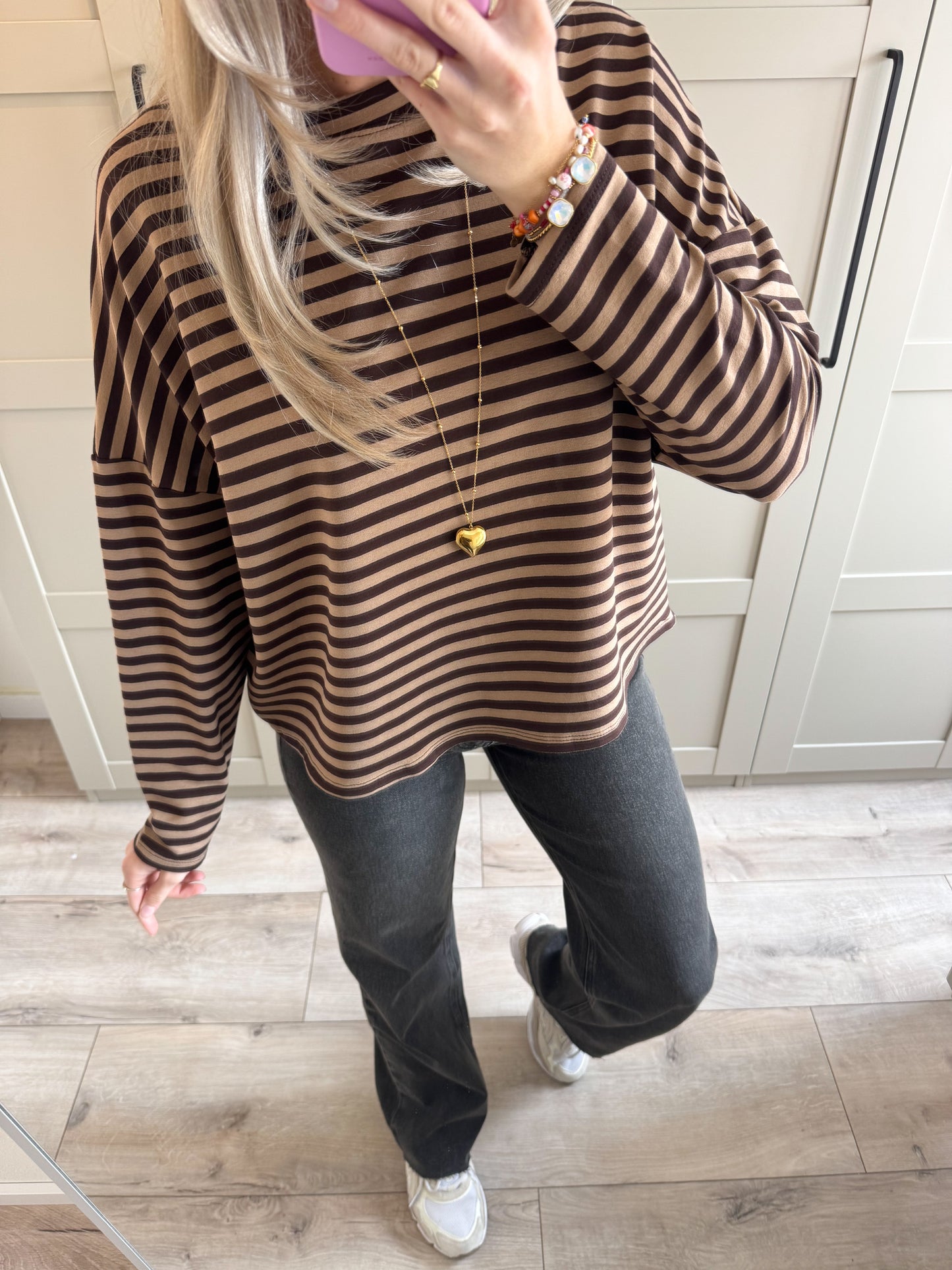 Oversized longsleeve | Stripes | Bruin Camel