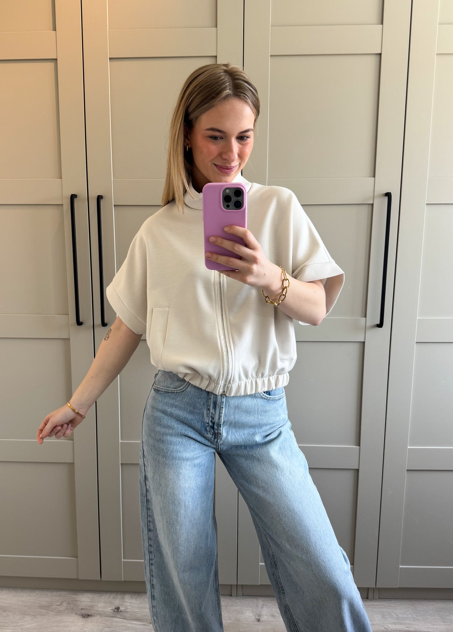 Zipper spencer | Jasmijn | Zand