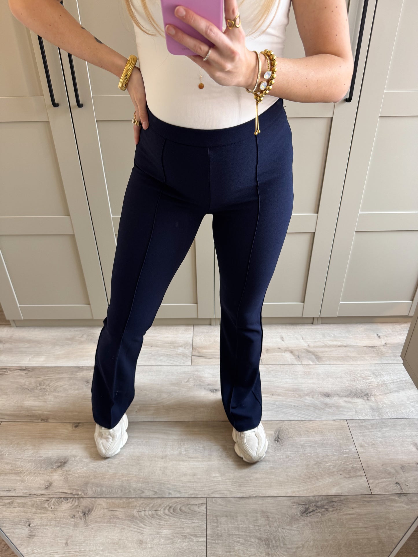 Flare stretch broek | Bo | Donkerblauw