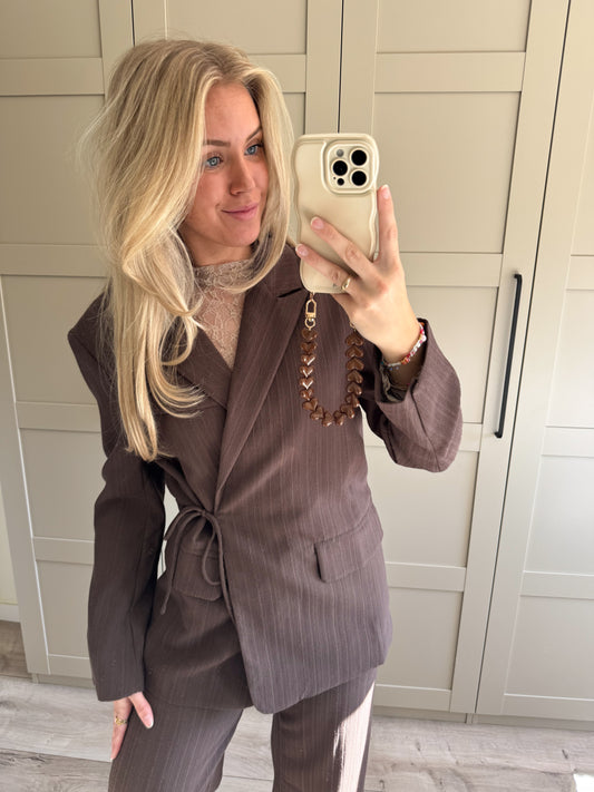 Blazer | Fleur | Taupe bruin