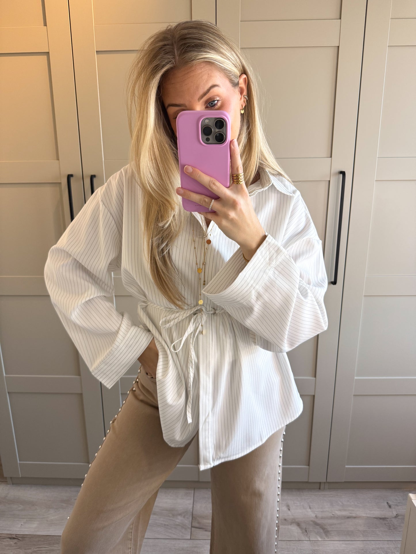 Blouse | Alessia | Wit zwart streep