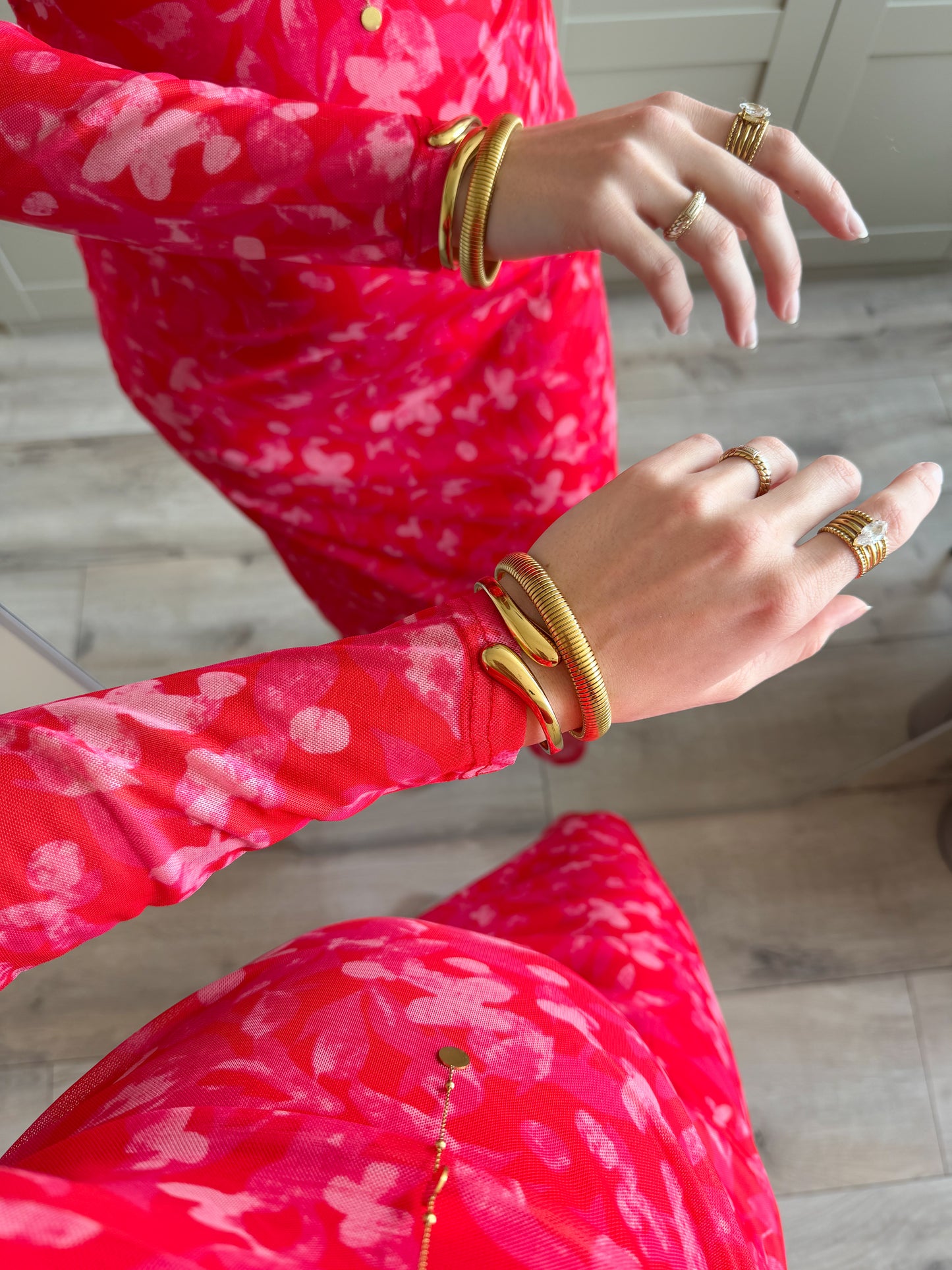 Jurk | Josy | Flower rood roze