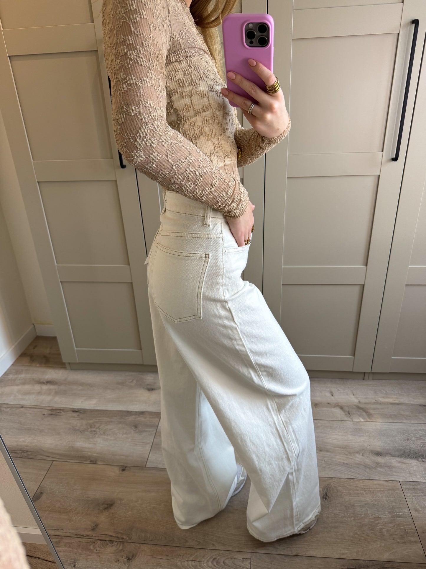 Wide leg jeans | Zinzi | Ecru