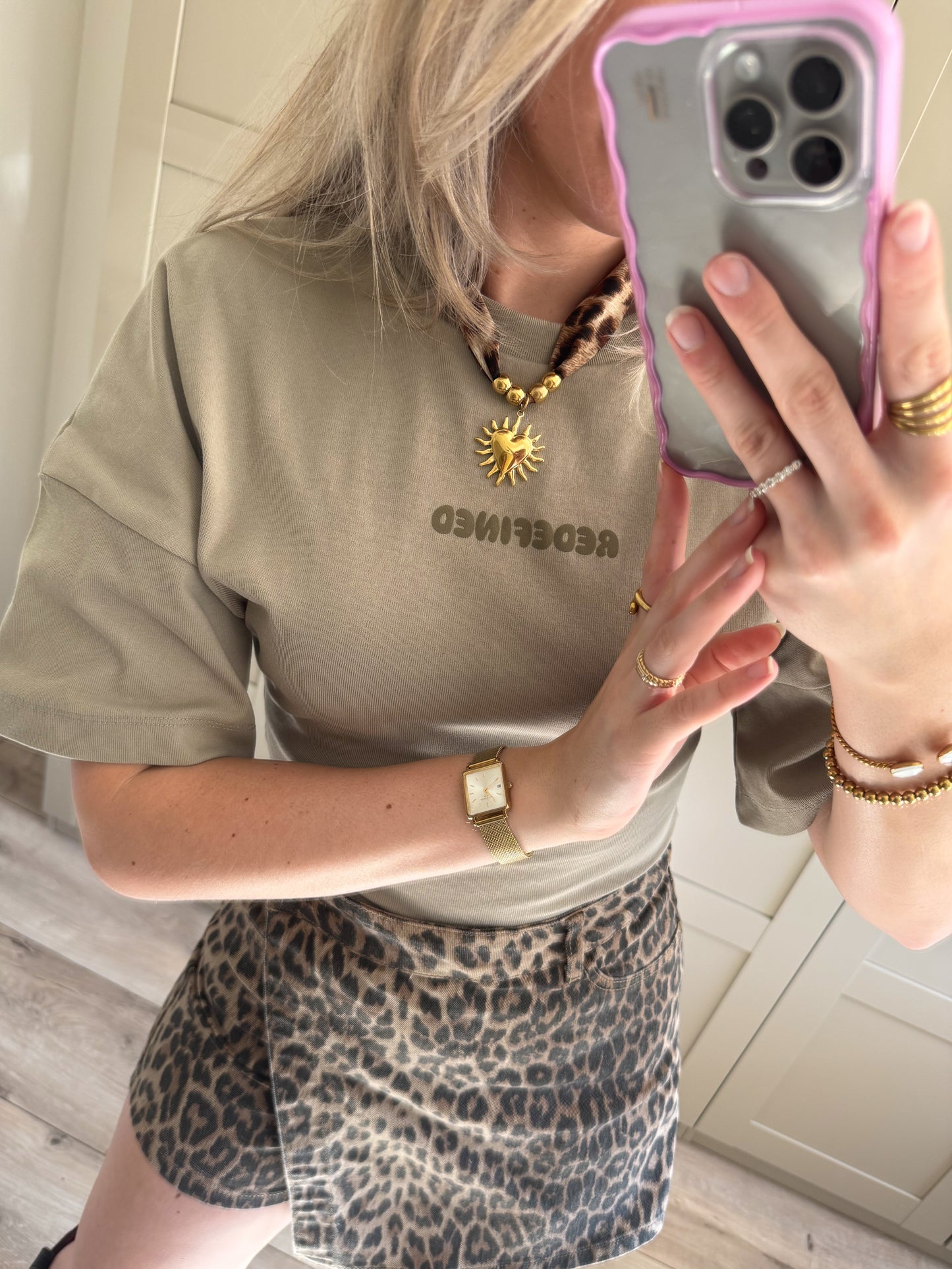 Ketting | Leopard heart | Goud