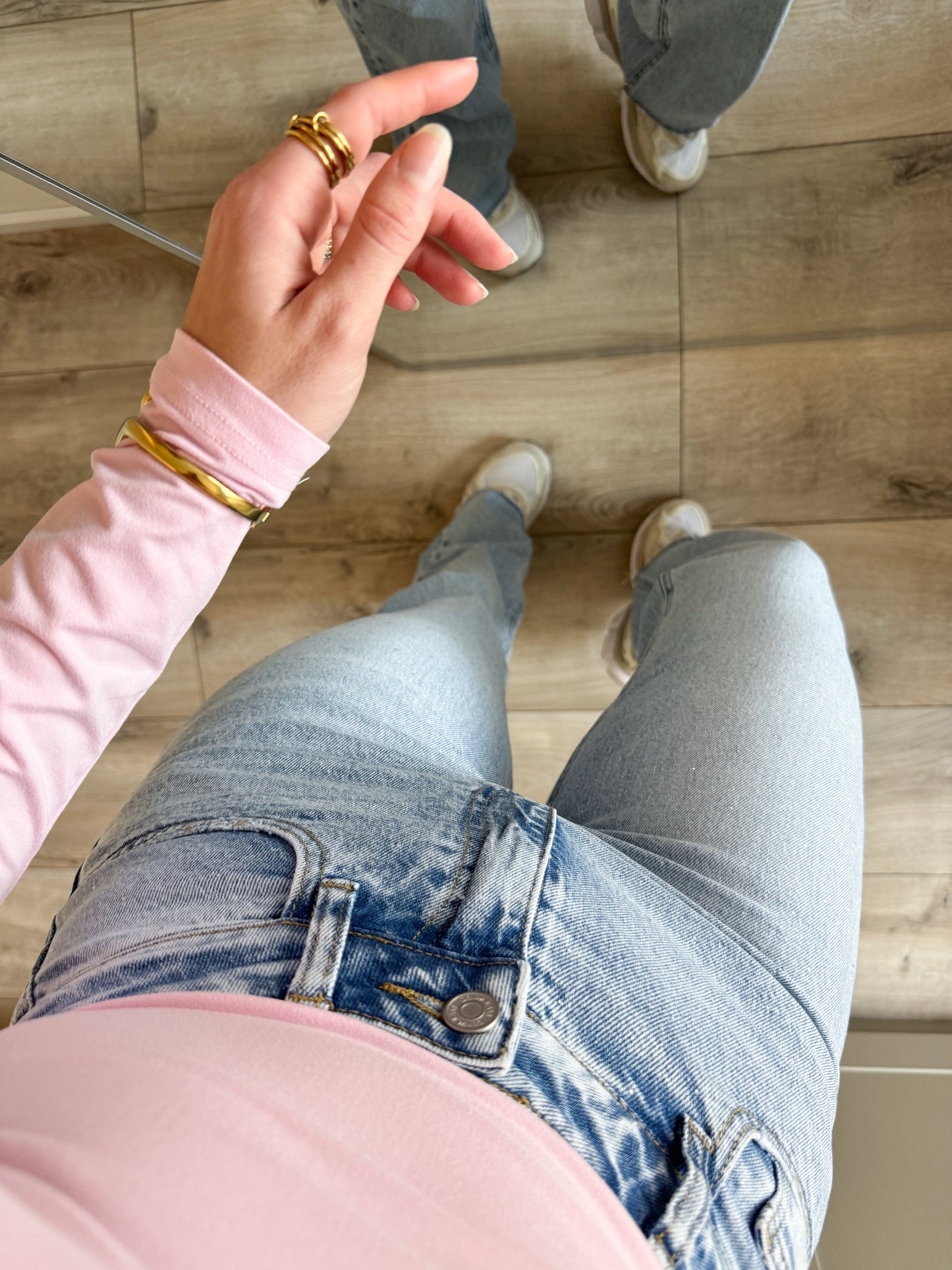 Wide leg jeans Tall | Rosa | Denim glitter