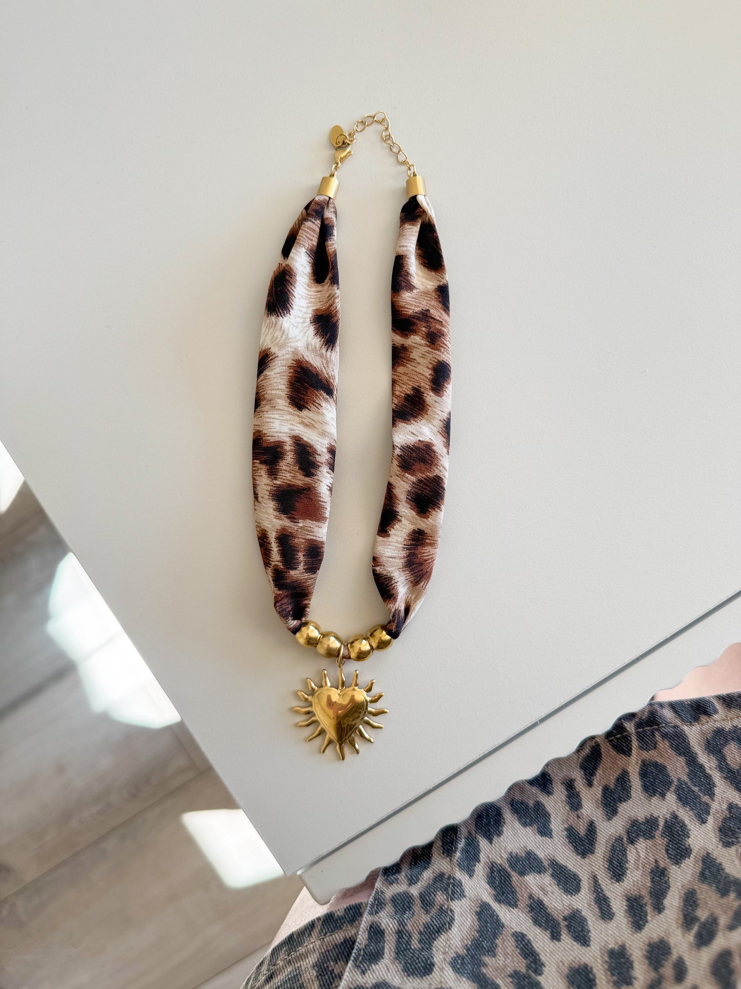 Ketting | Leopard heart | Goud