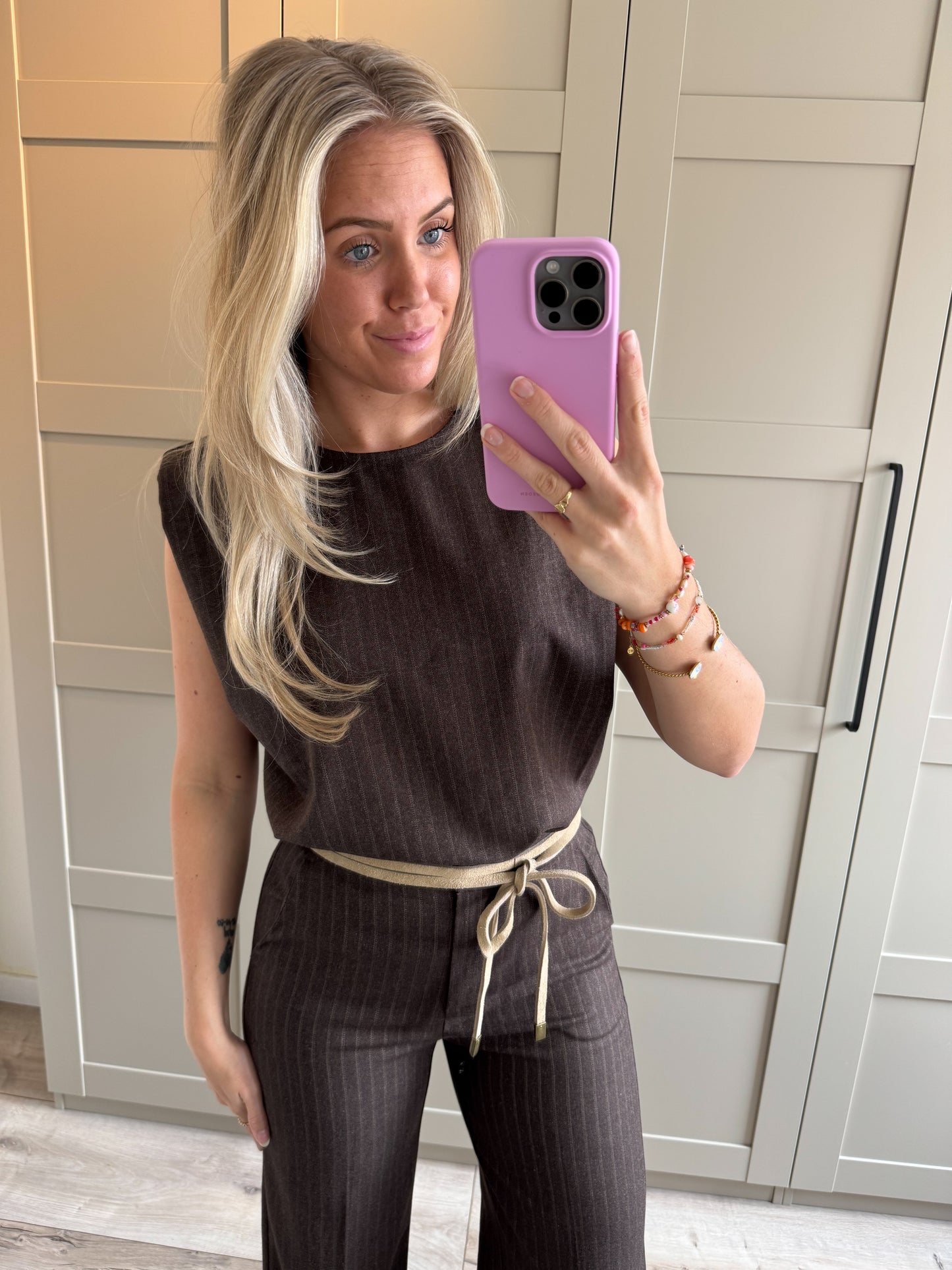 Top | Venna | Bruin beige streep