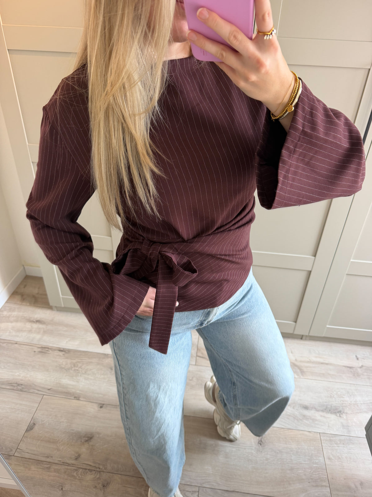 Blouse | Nienke | Bordeaux streep