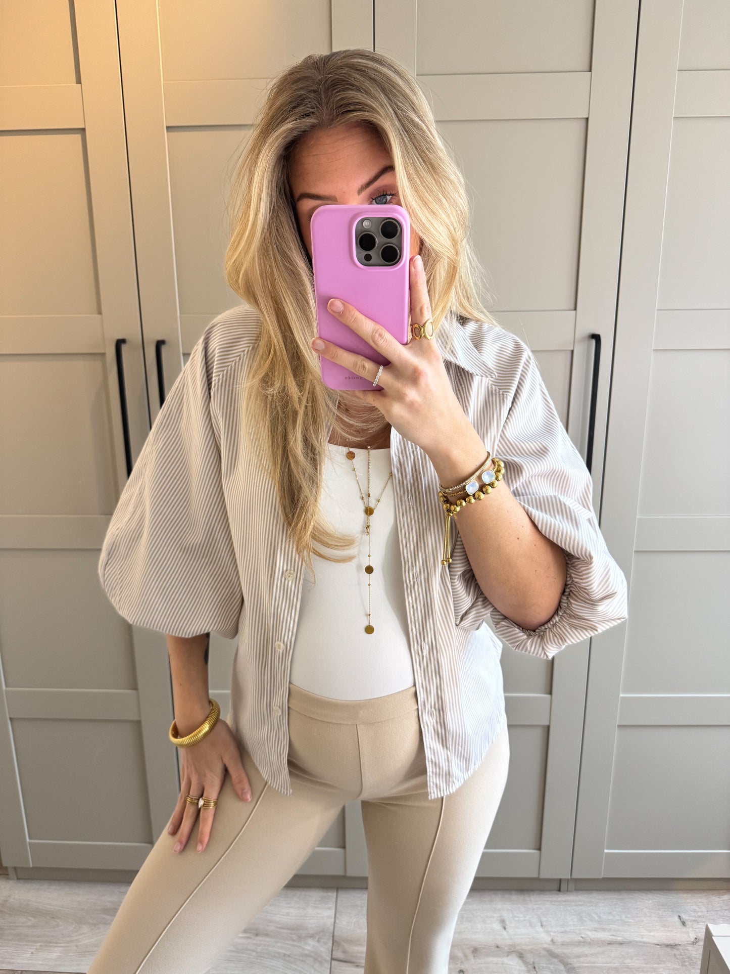 Blouse | Mica | Beige wit streep