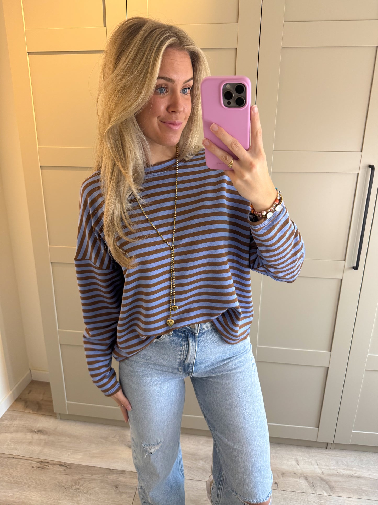 Oversized longsleeve | Stripes | Blauw Camel