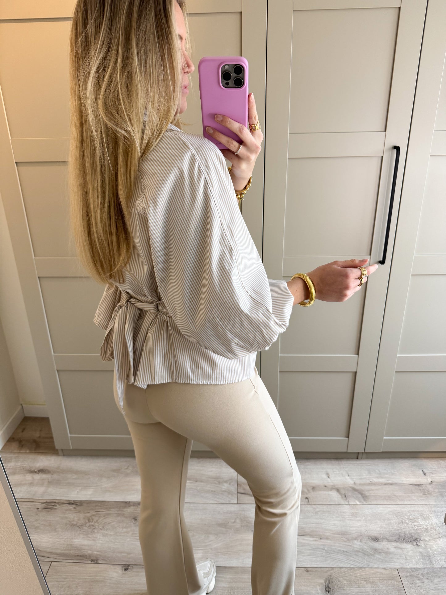 Blouse | Mica | Beige wit streep