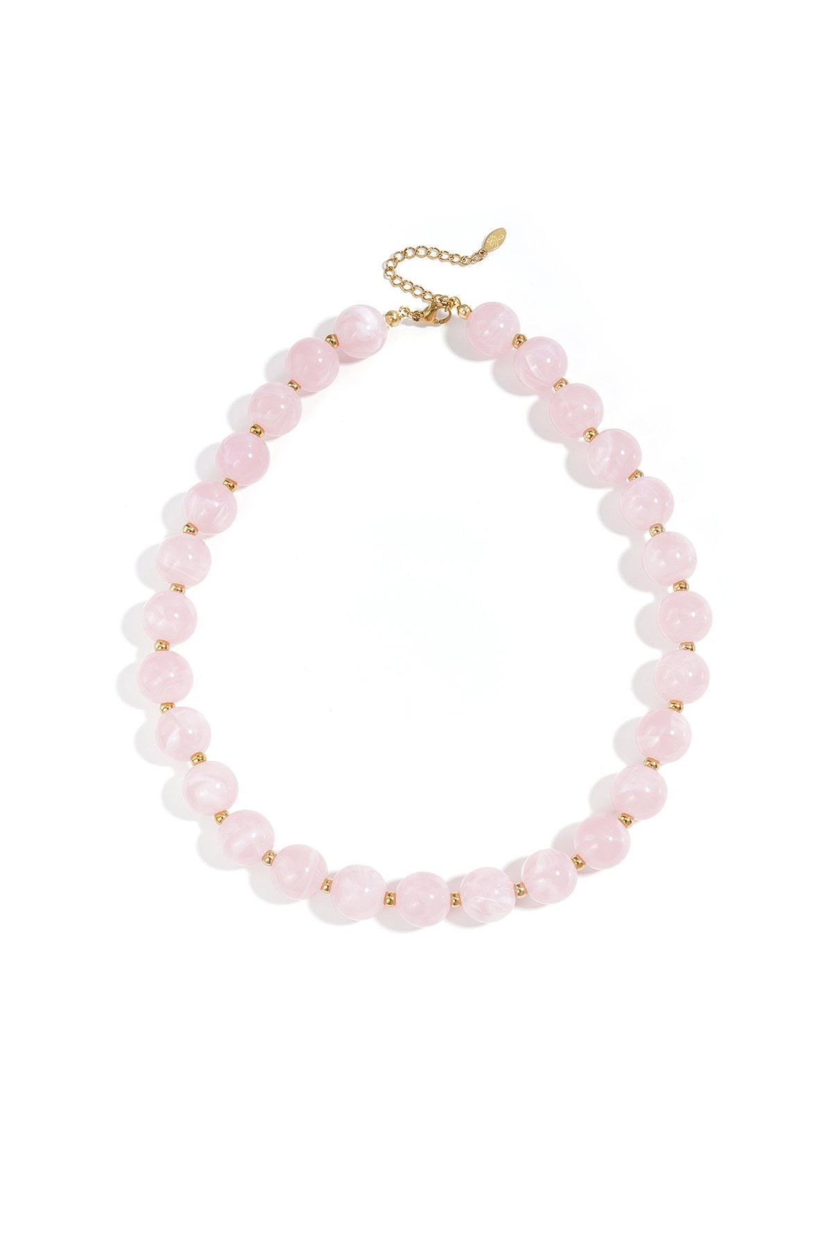 Ketting | Kralen rond | Lichtroze goud