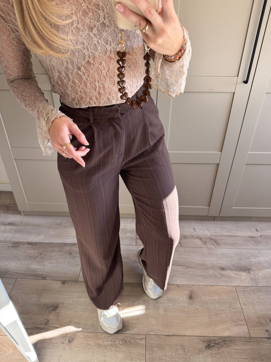 Pantalon | Fleur | Taupe bruin