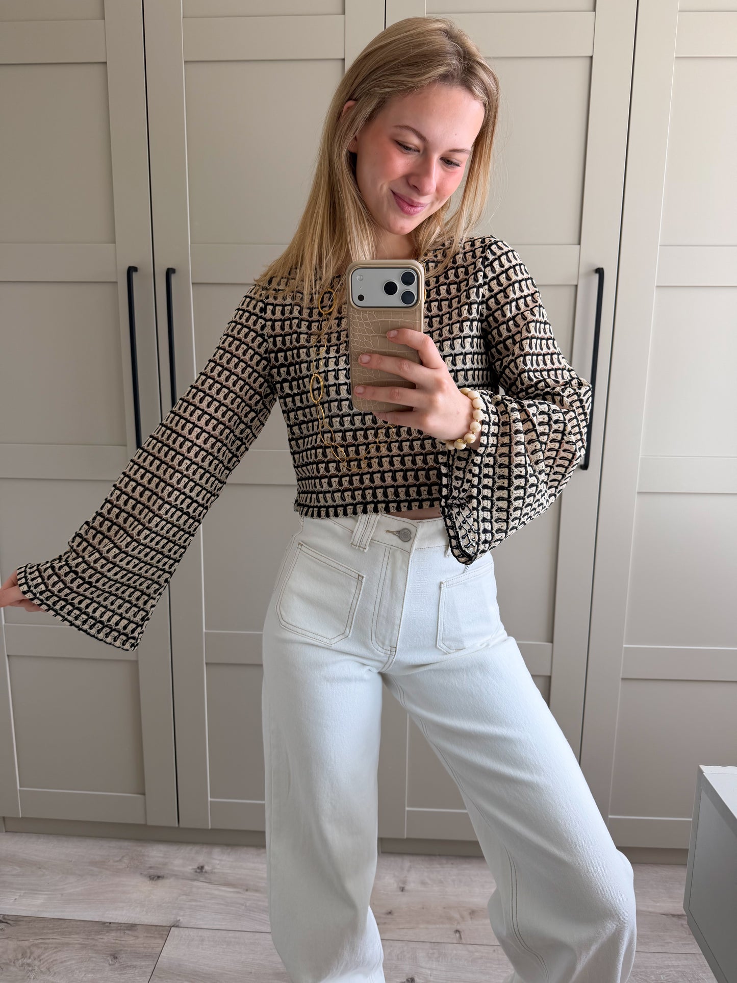 Top | Fenne | Zwart beige