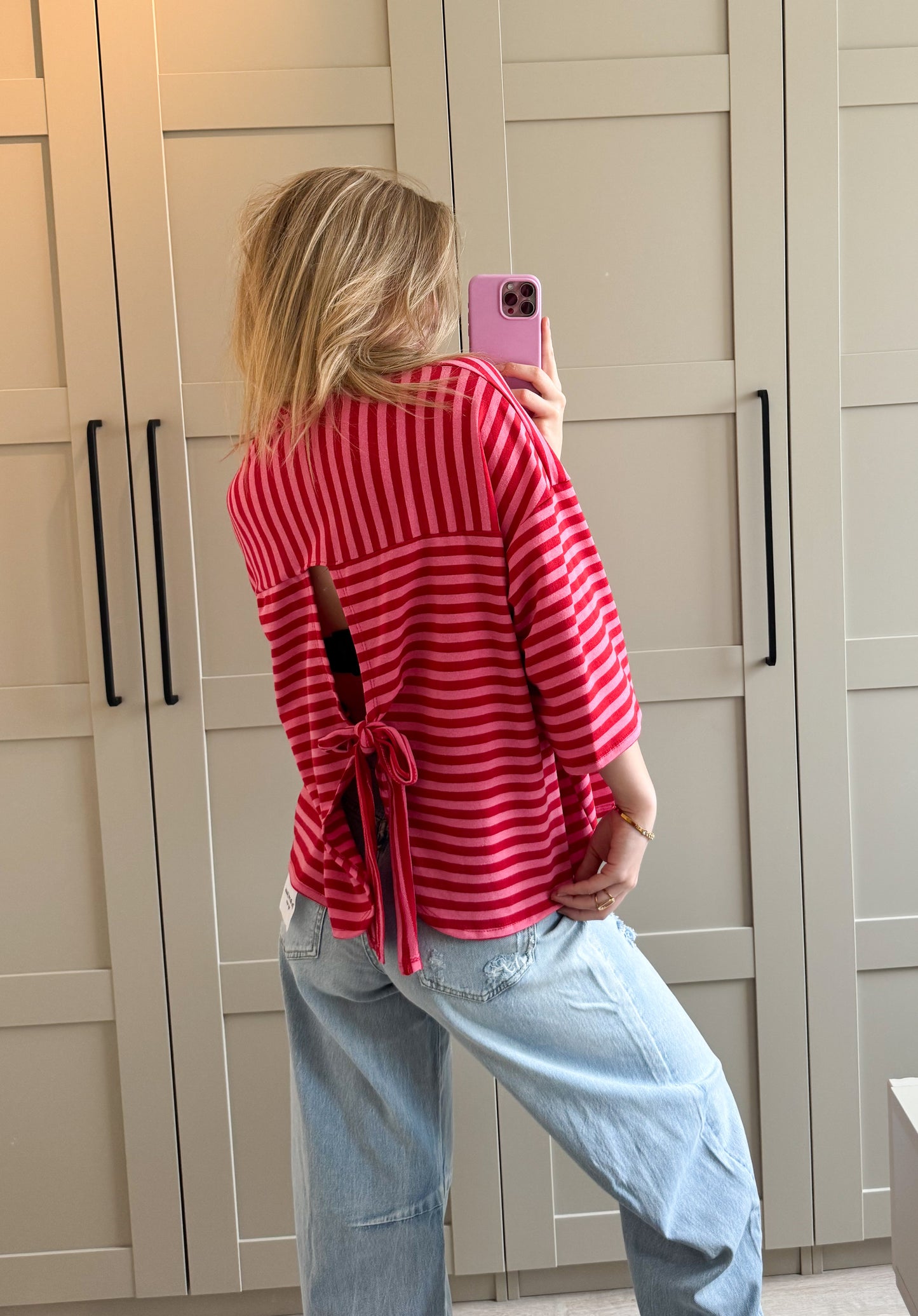 Oversized T-shirt | Gaby | Rood roze