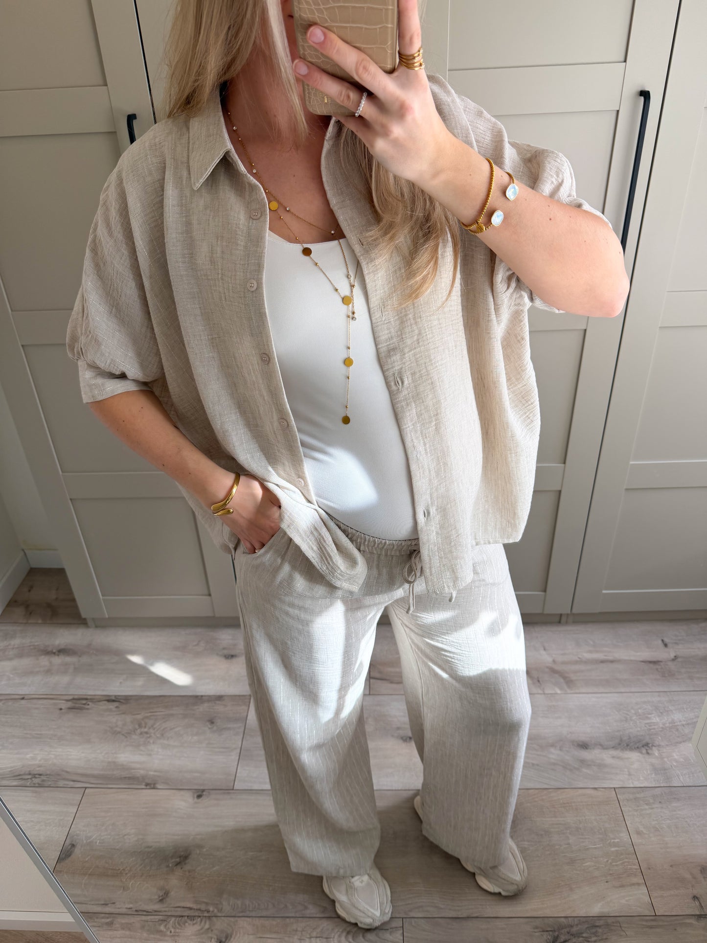Blouse | Lize | Linnen look goud