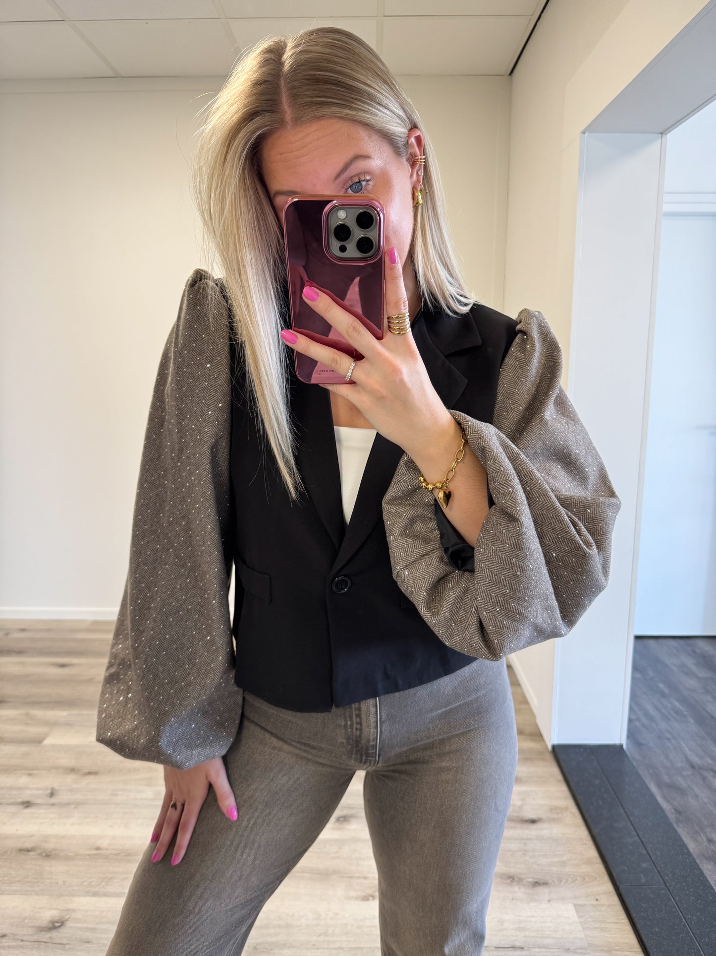 Blazer | Bowy | Zwart Taupe glitter