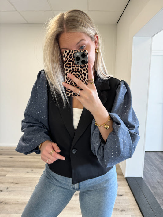 Blazer | Joni | Zwart Denim look