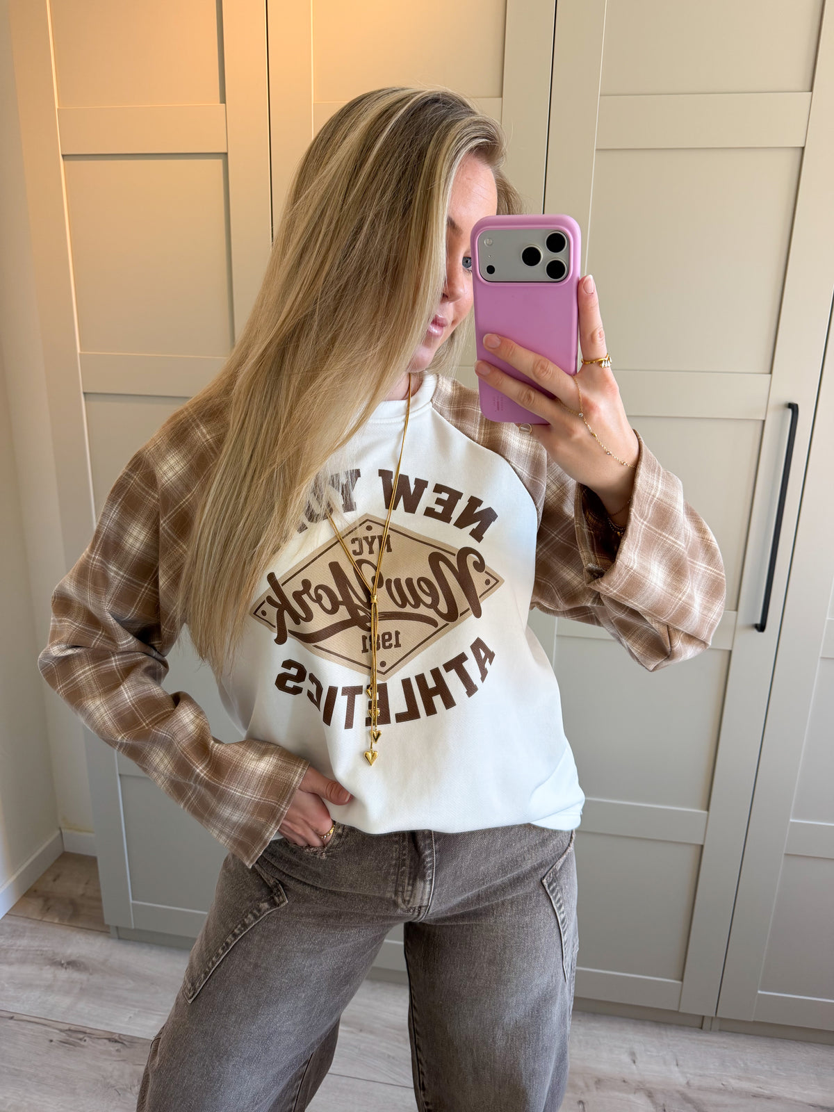 Longsleeve | Ruit New York | Beige