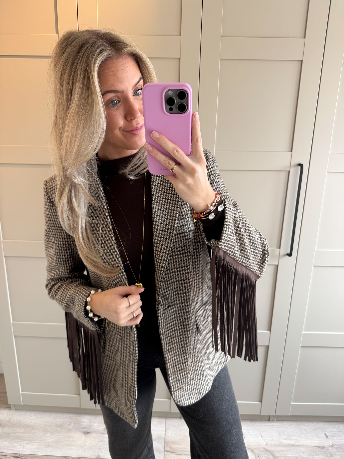 Blazer | Aylin | Geruit fringes