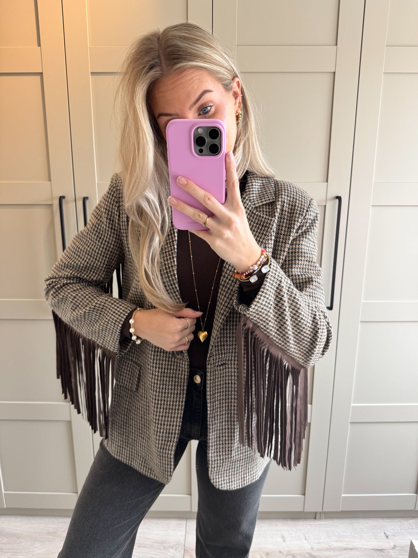 Blazer | Aylin | Geruit fringes
