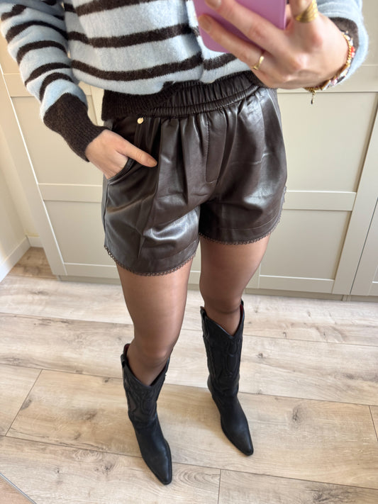 Short | Leer | Donkerbruin