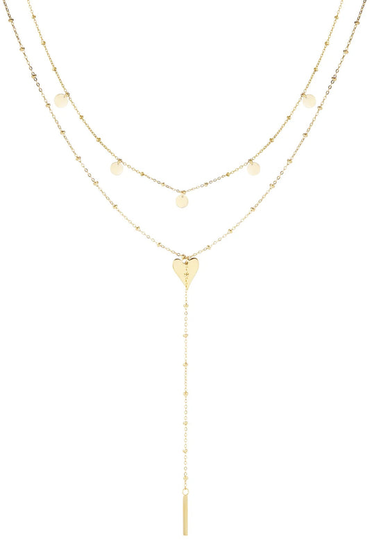 Ketting | Layers heart | Goud