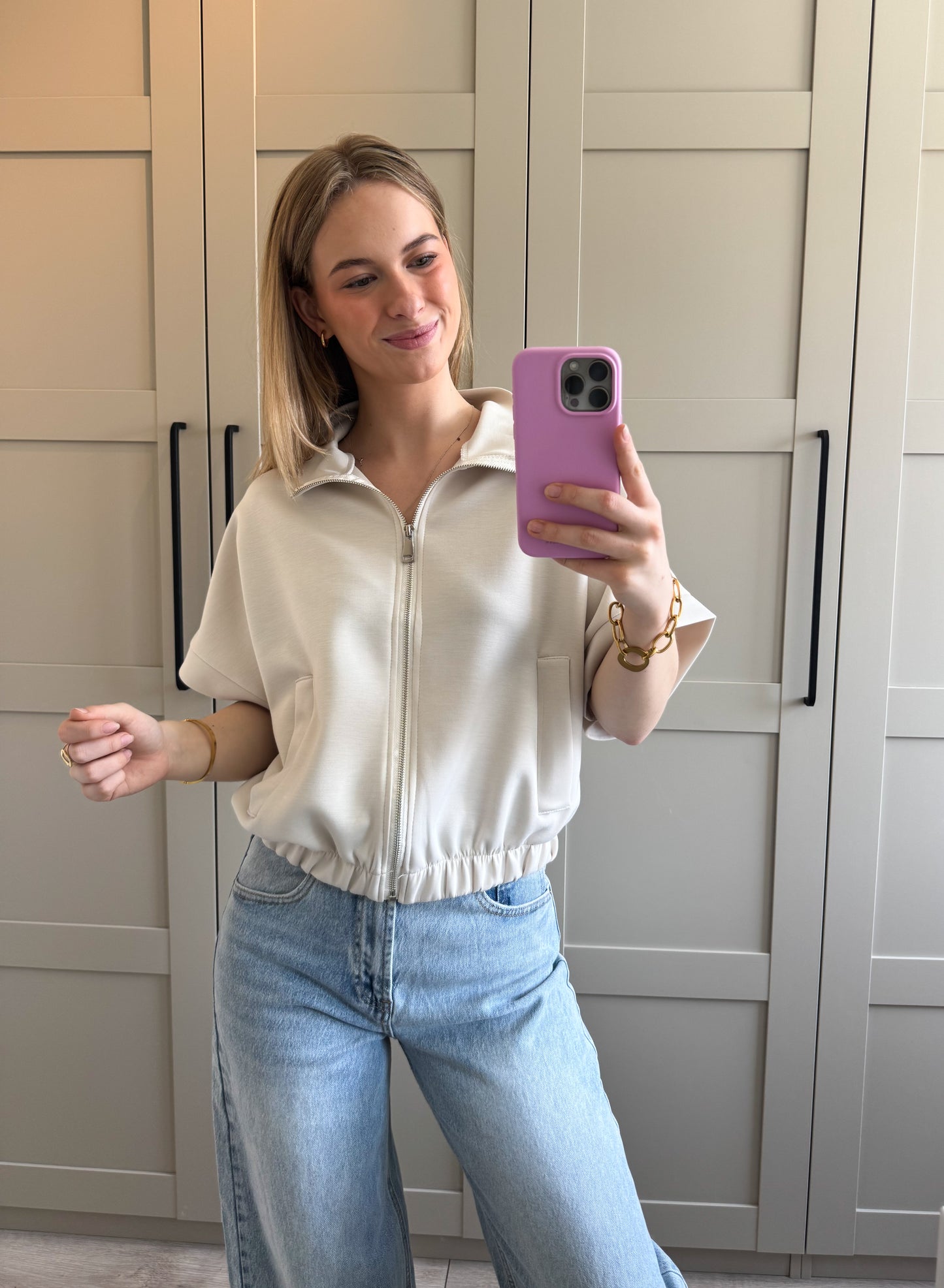 Zipper spencer | Jasmijn | Zand