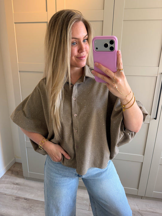 Blouse | Naomi | Taupe glitter