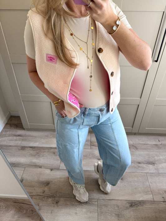 Reversible Gilet | Lovely | Ecru roze