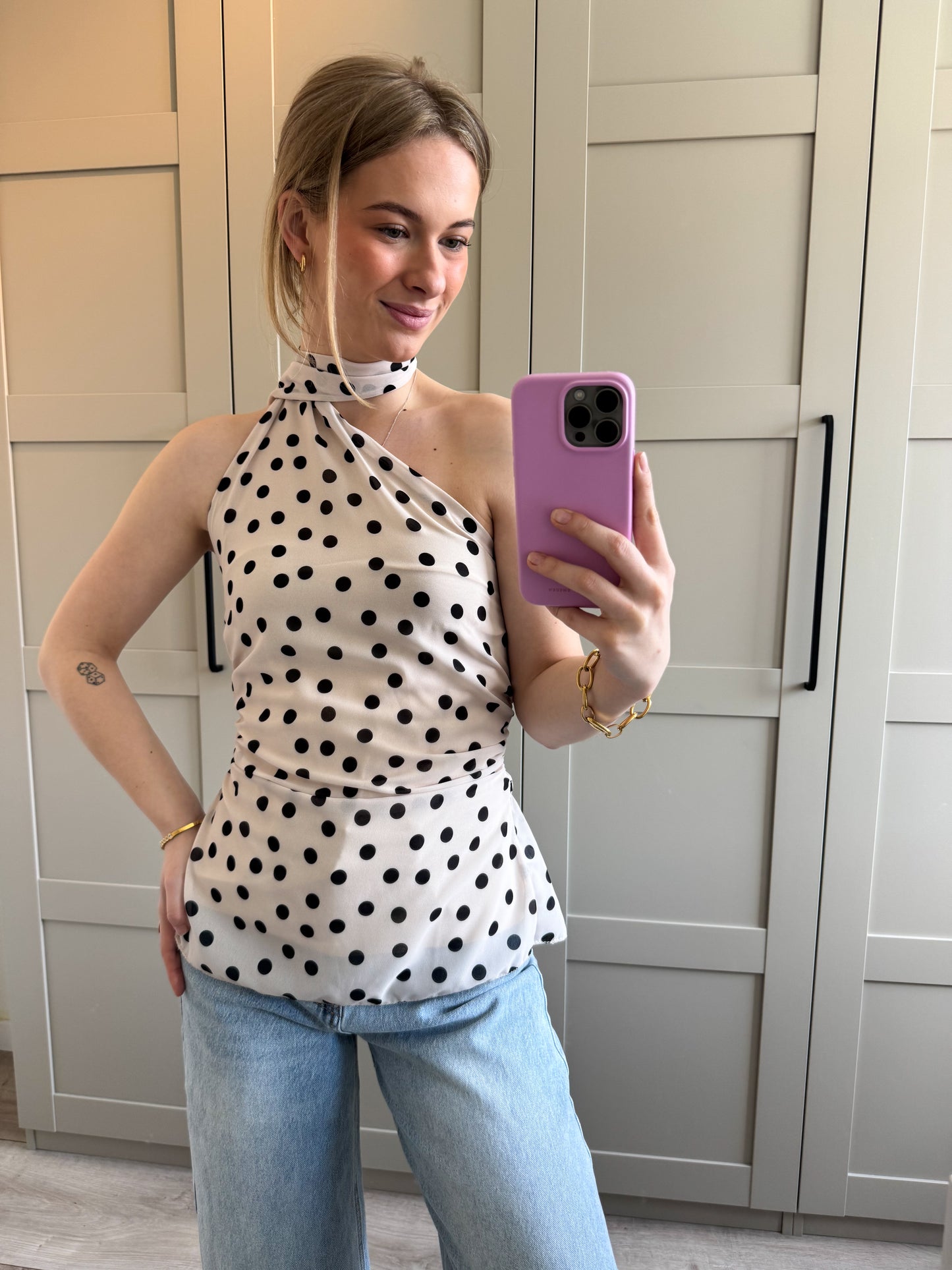 Top | Ami | Dots beige zwart