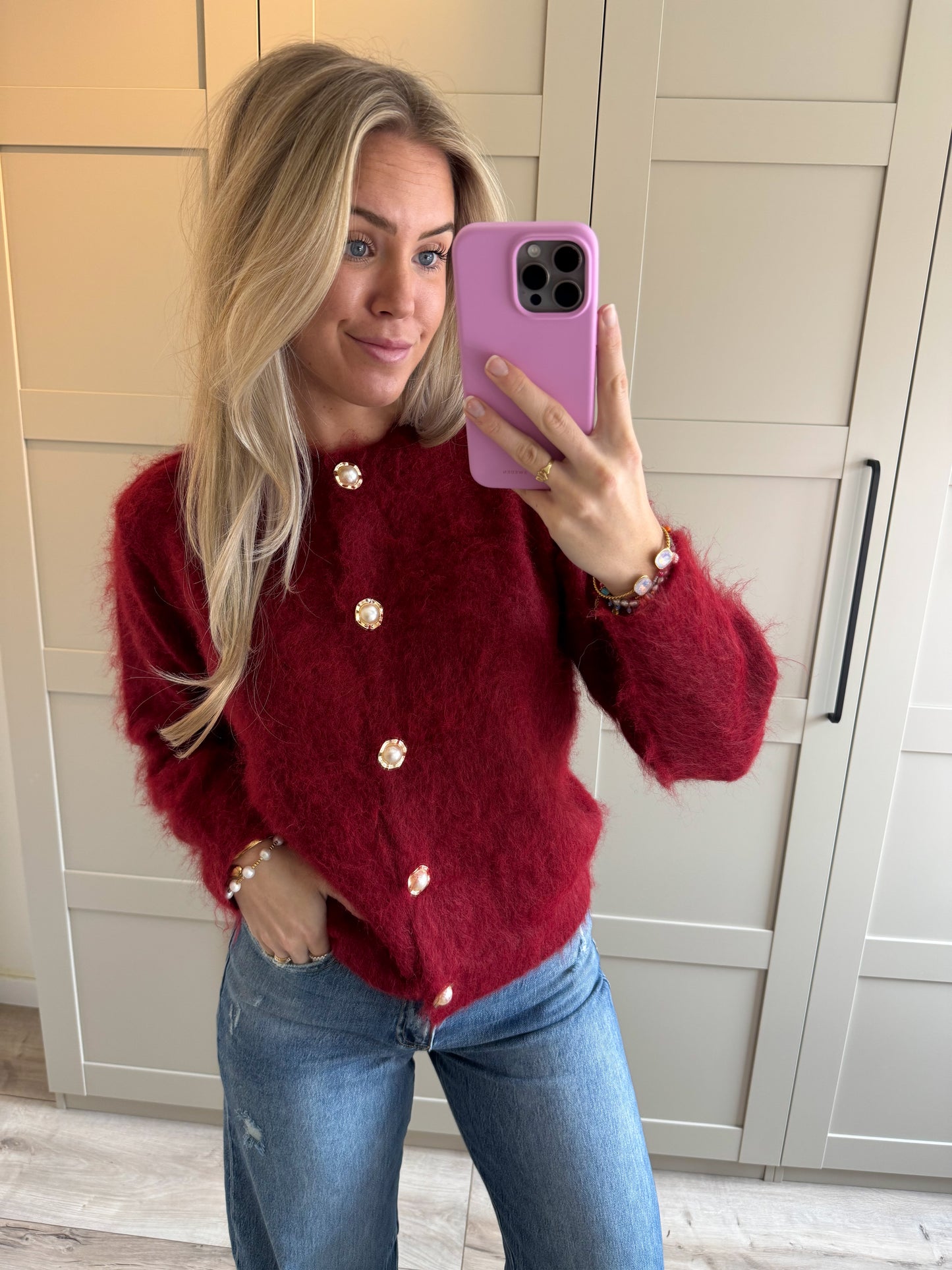 Vest | Milana | Donkerrood