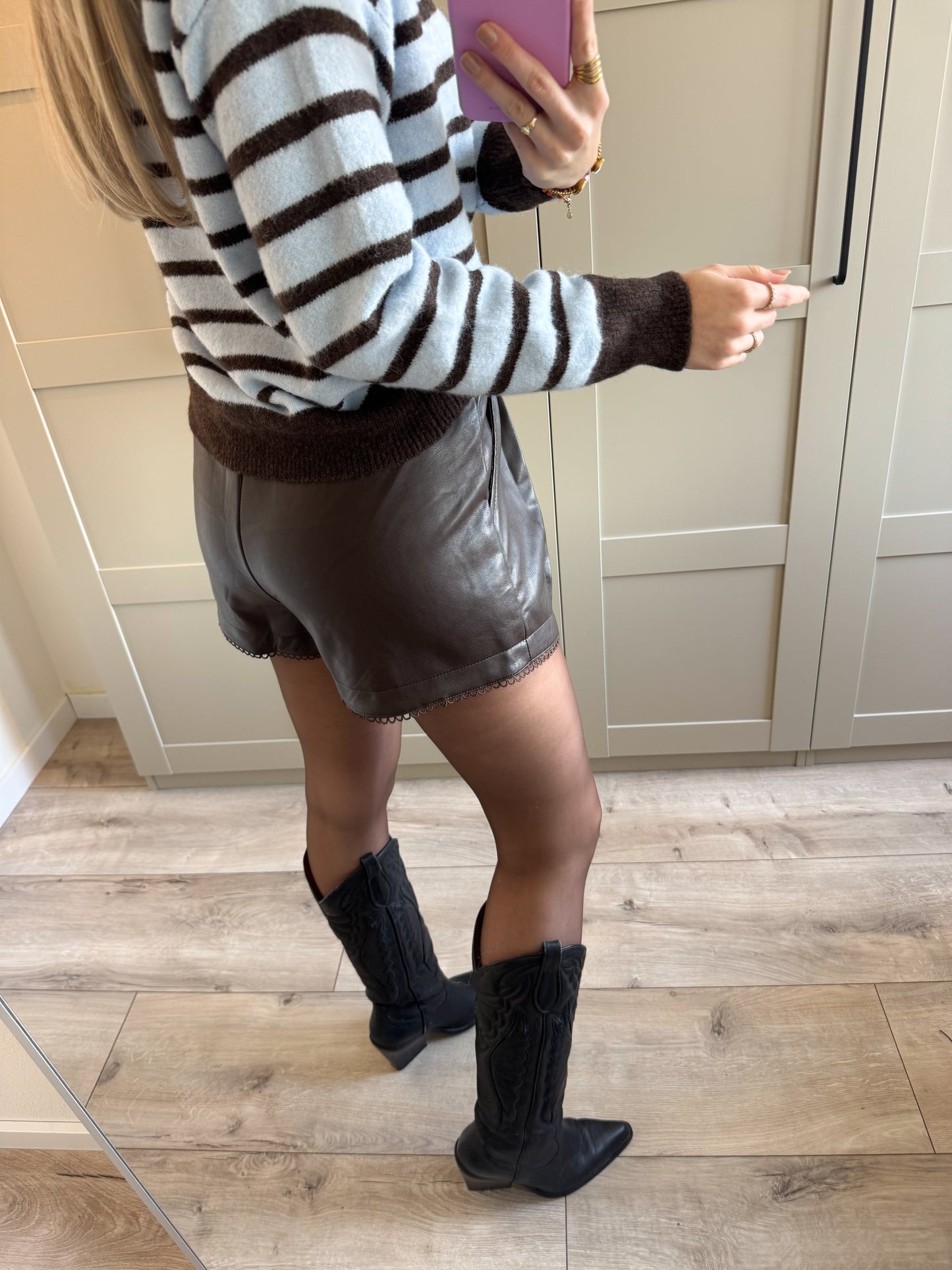 Short | Leer | Donkerbruin