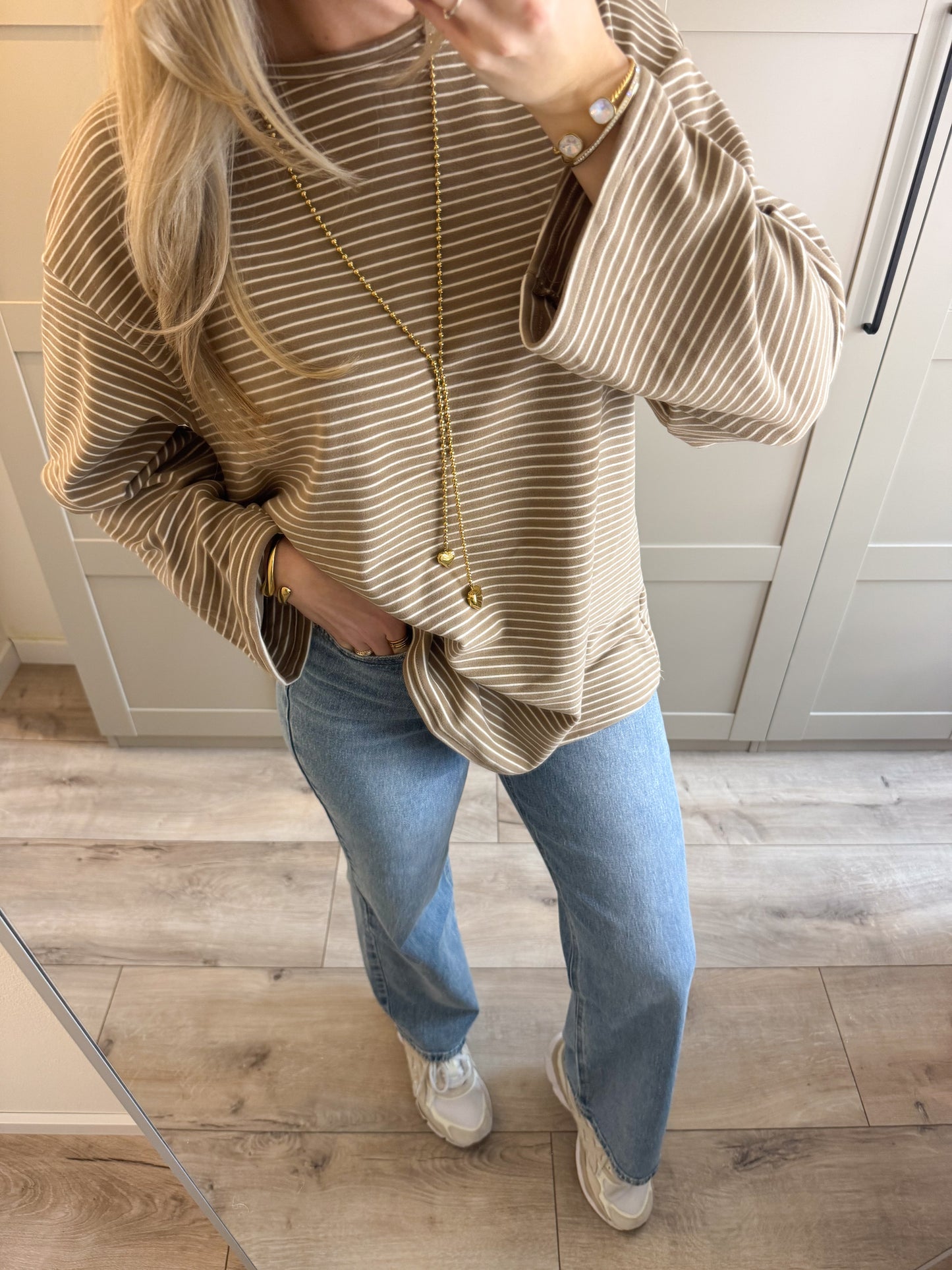 Oversized long longsleeve | Jenny | Beige wit