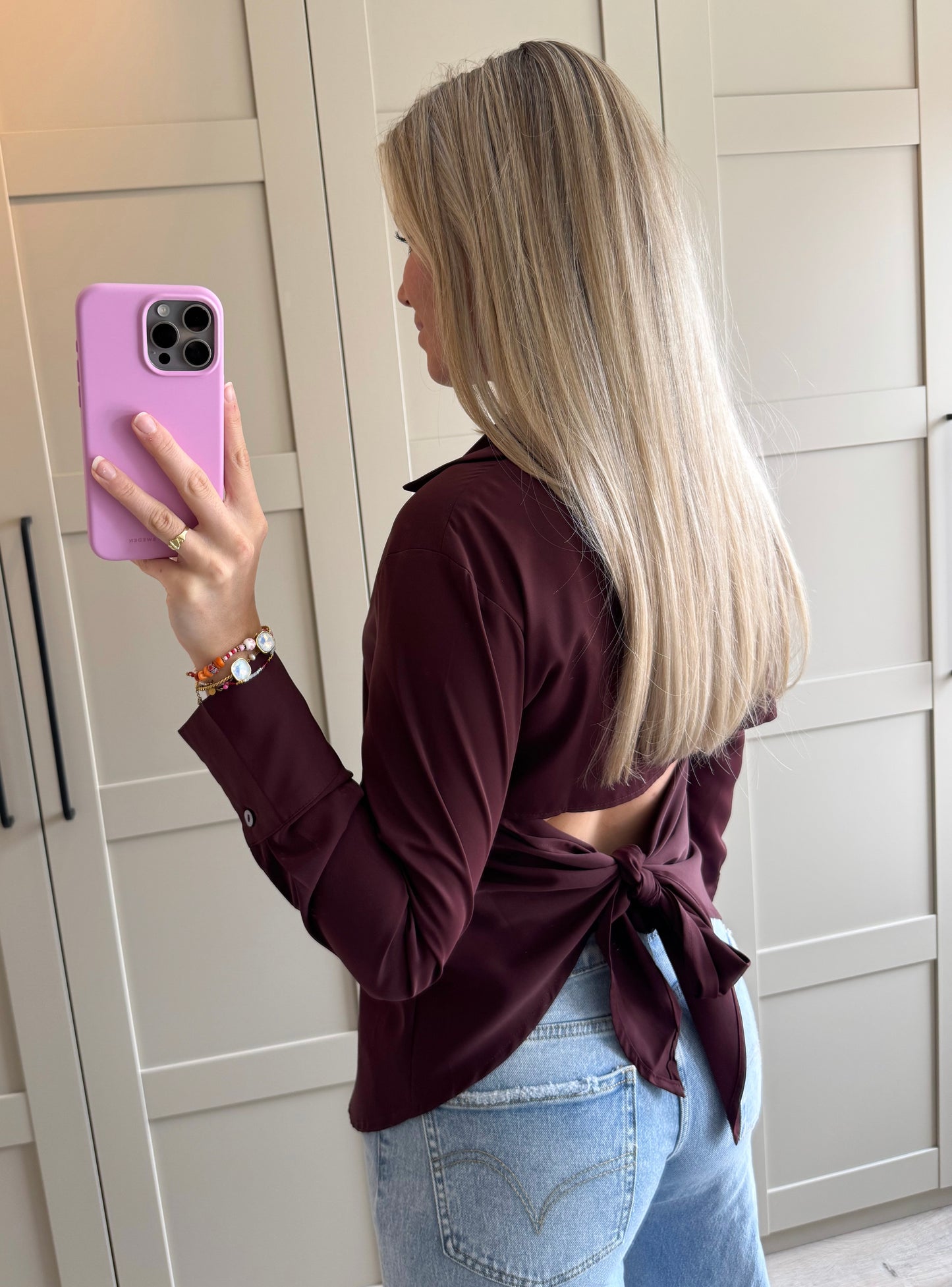 Blouse | Bow | Bordeaux
