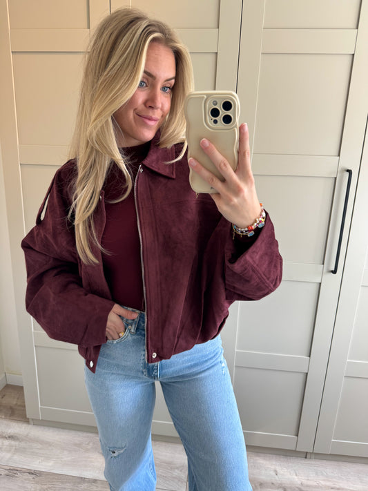 Suede oversized jacket | Nikky | Bordeaux