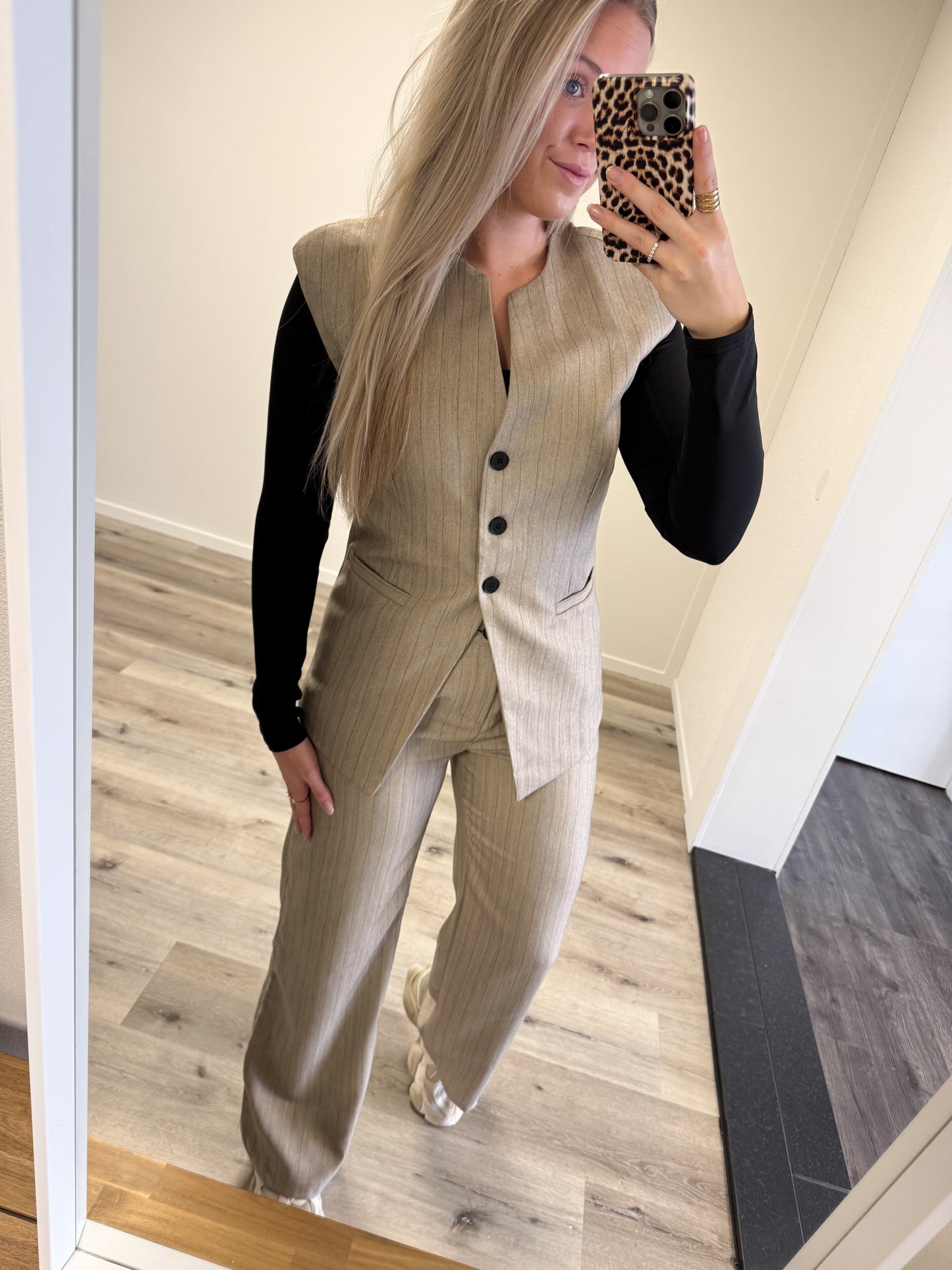 Gilet | Lauren | Beige zwart streep