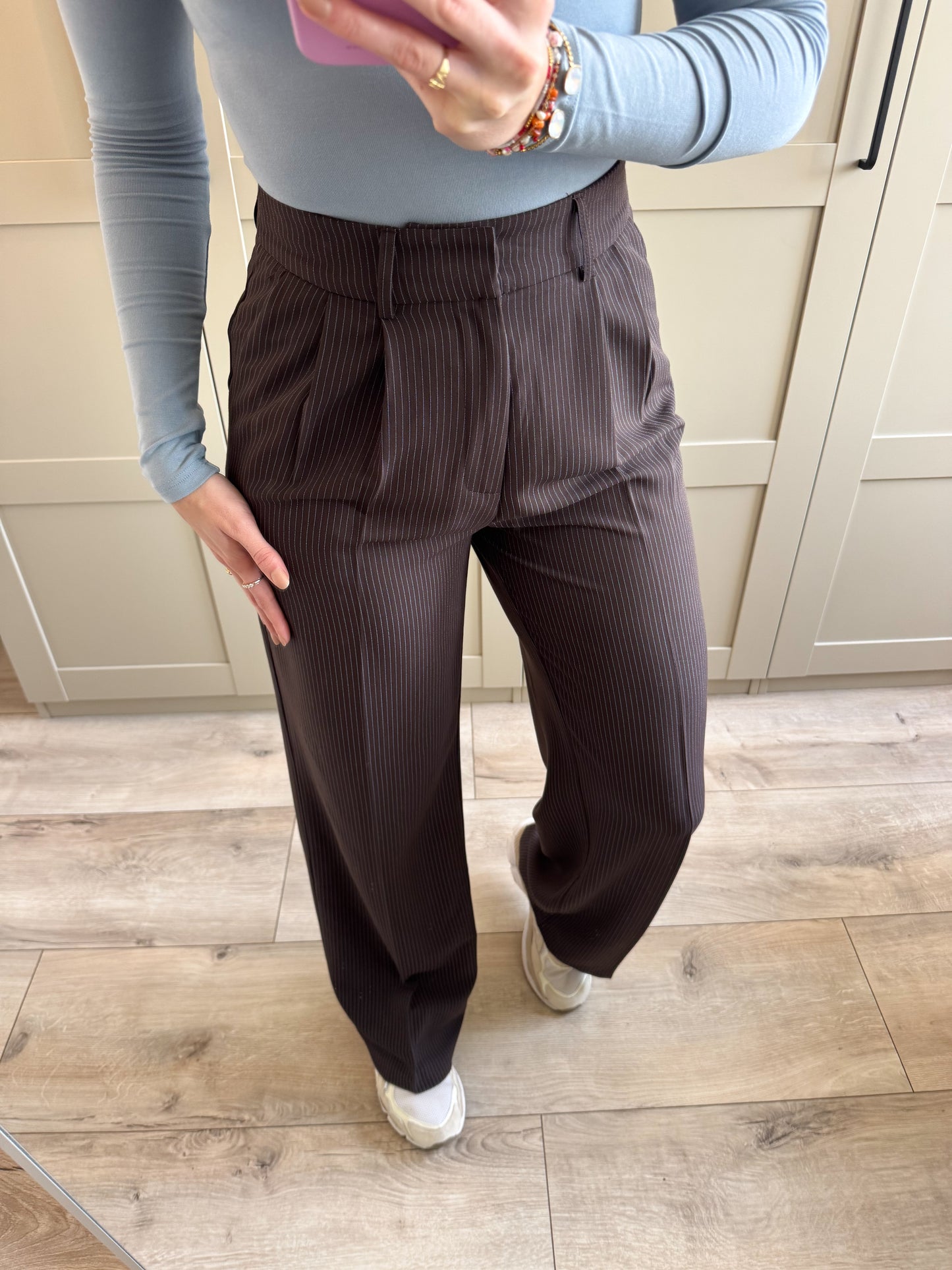 Pantalon | Lianne | Bruin blauw streep