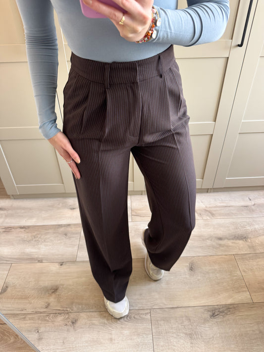 Pantalon | Lianne | Bruin blauw streep