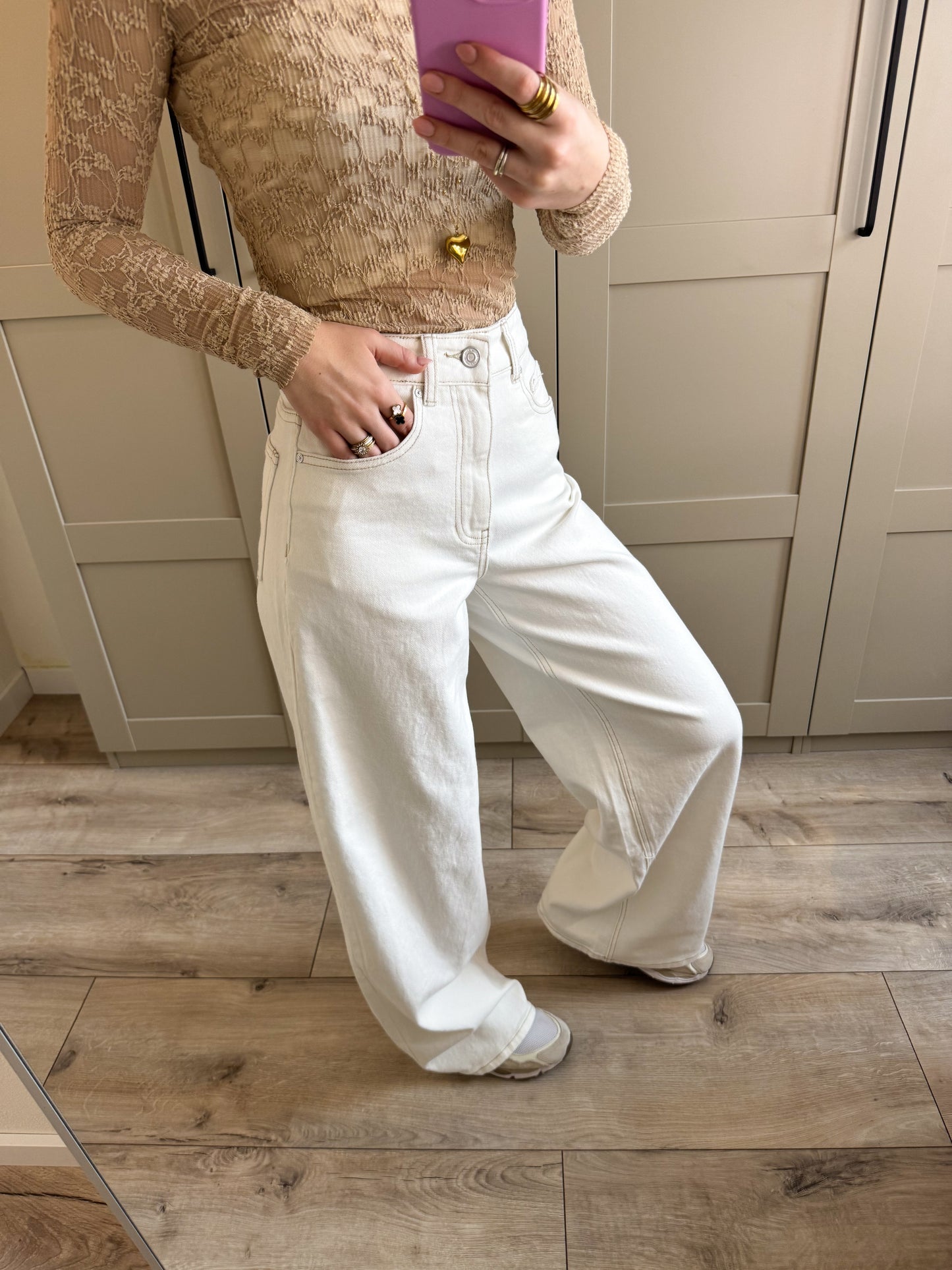 Wide leg jeans | Zinzi | Ecru