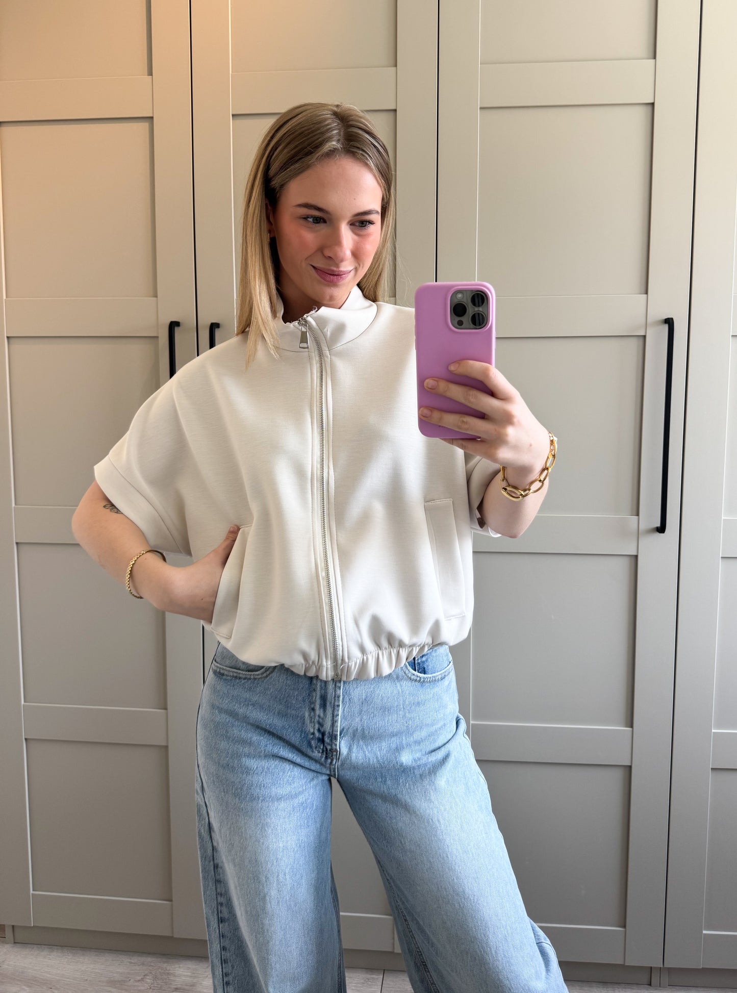 Zipper spencer | Jasmijn | Zand