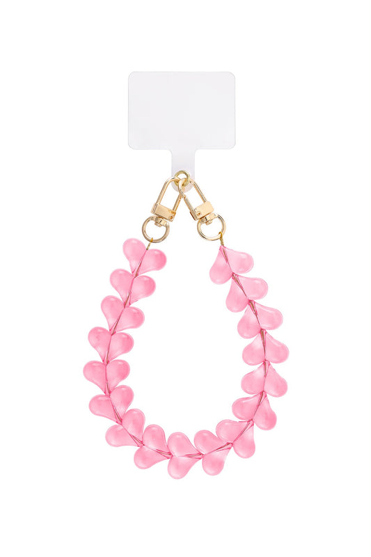 Telefoonkoord | Heart | Roze transparant