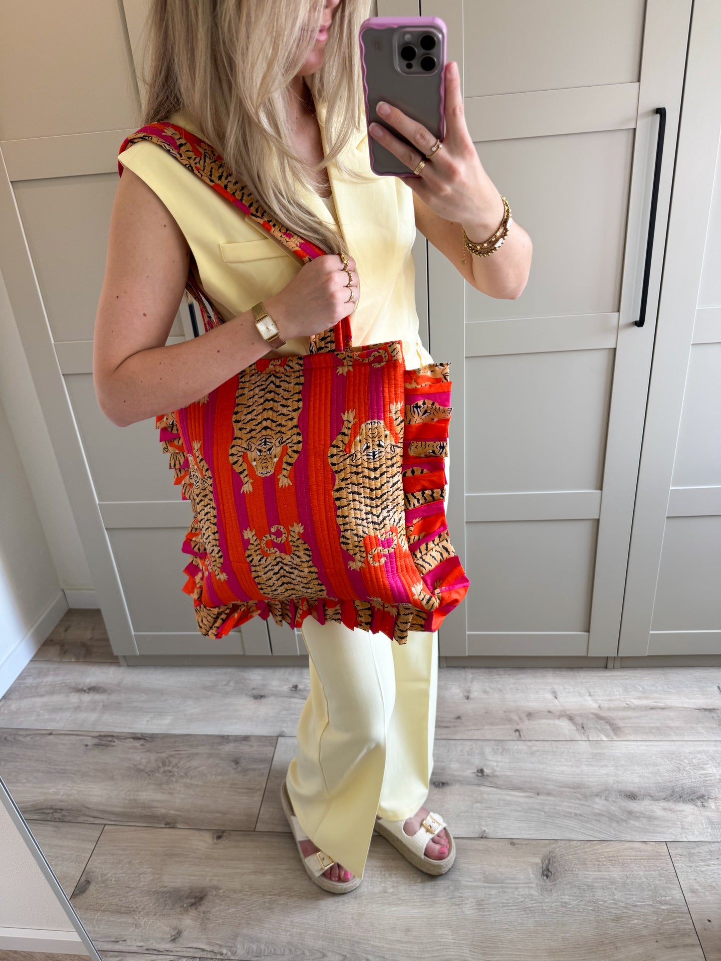 Shopper | Small | Roze oranje tijger