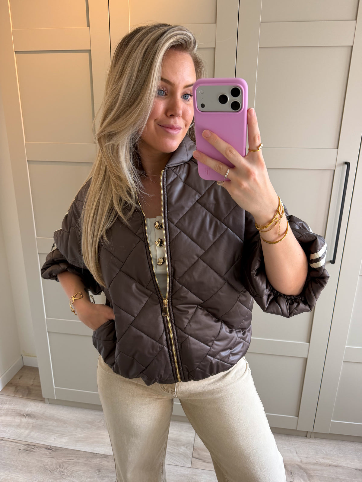 Jacket | Noé | Bruin beige streep