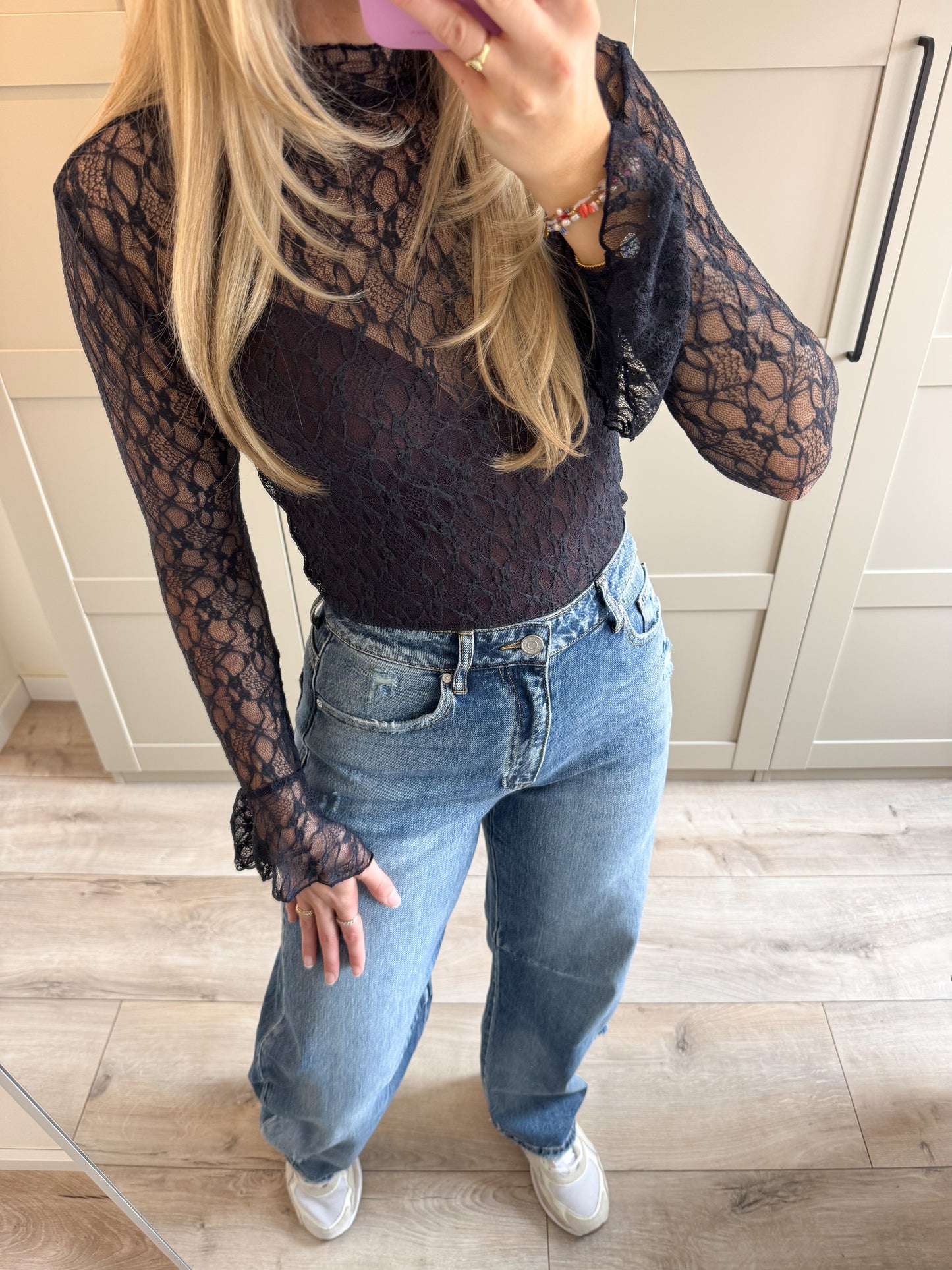 Mesh top | Ella | Donkerblauw