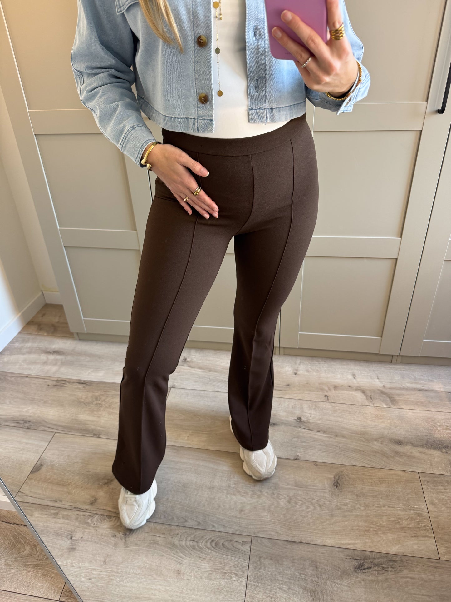 Flare stretch broek | Bo | Donkerbruin